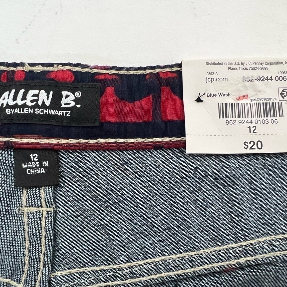 NWT Allen B by Allan Schwartz Mixed Media Vintage Blue Denim Shorts size 12 - Picture 8 of 11
